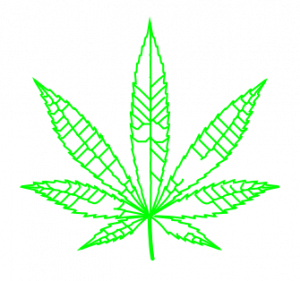 ein Cannabisblatt icon in einem giftigen Grün