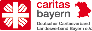 weisses kreuz mit wappen auf rot das logo des Landes-Caritasverband Bayern